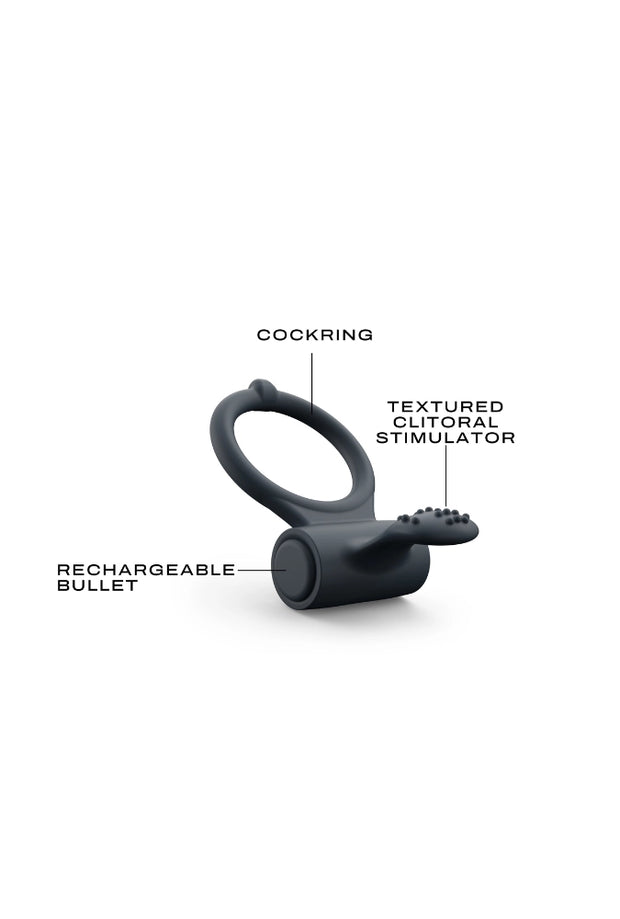 Cockring vibrante con stimolatore clitorideo ricaricabile - Power Clit +