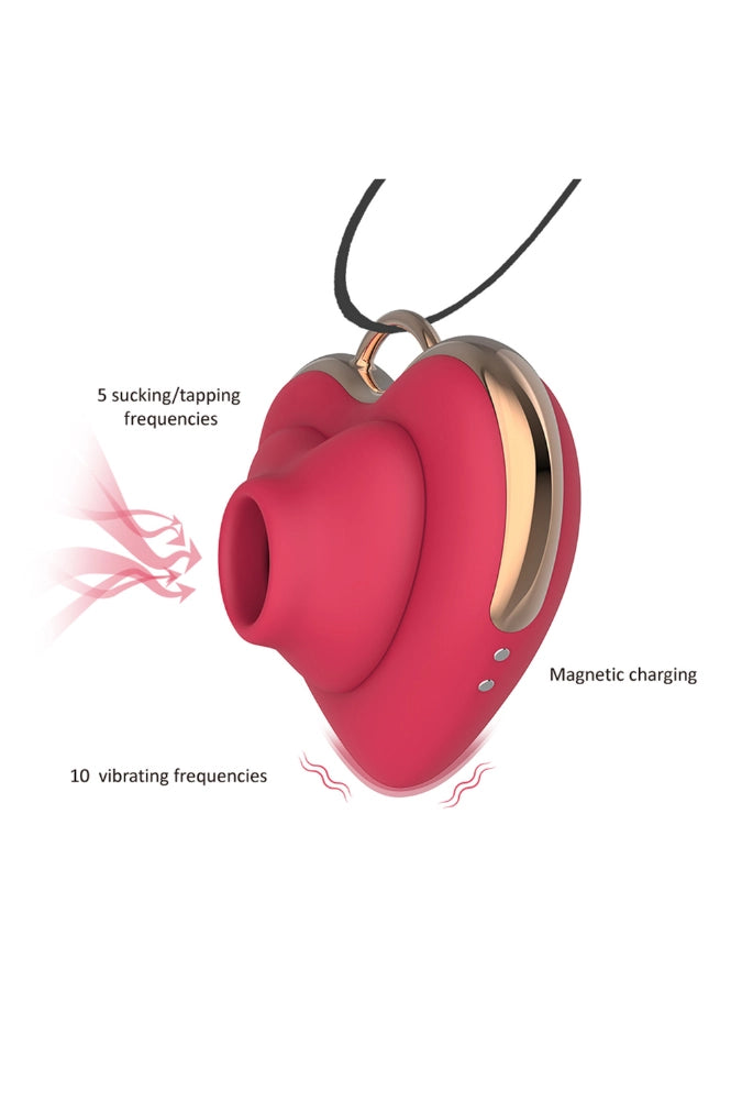 Klitorisstimulator als Anhänger mit Vibration, Saugfunktion und Klopfimpulsen – Heart Teaser