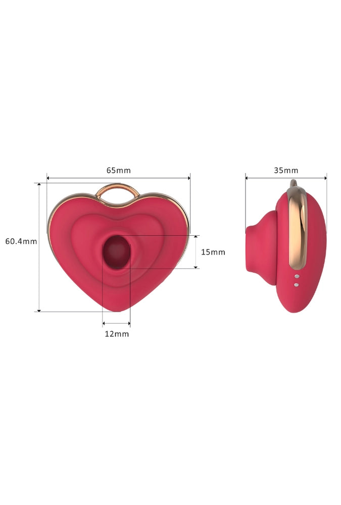 Klitorisstimulator als Anhänger mit Vibration, Saugfunktion und Klopfimpulsen – Heart Teaser