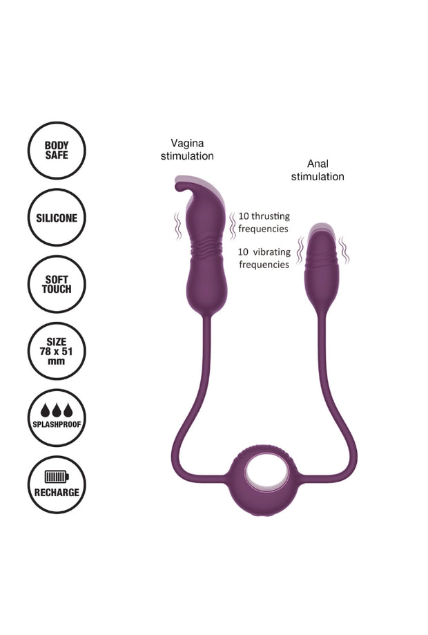 Estimulador de doble penetración con vibraciones y movimiento de vaivén - Bond Desire