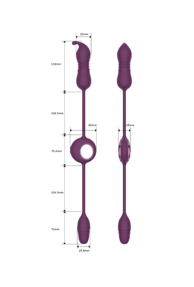 Stimulator für doppelte Penetration mit Vibrationen und Vor-und-zurück-Bewegungen – Bond Desire