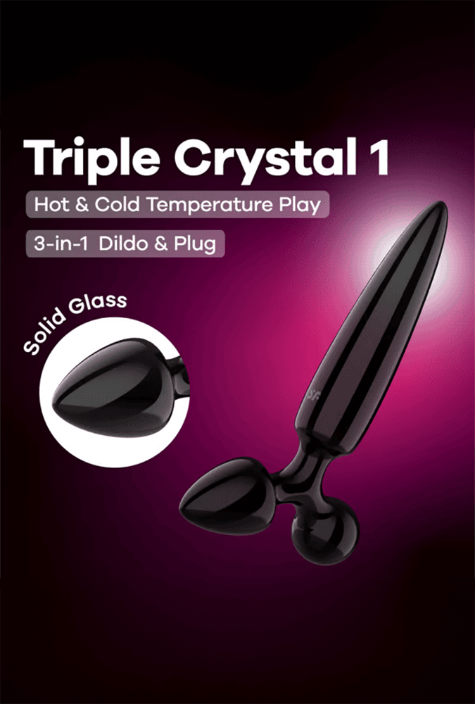 Glass Dildo Plug - Triple Crystal 1