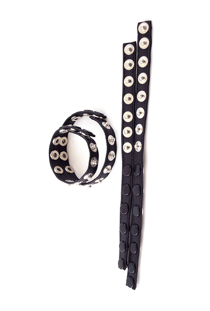 Adjustable Double Cockring Snap Buttons - Leather