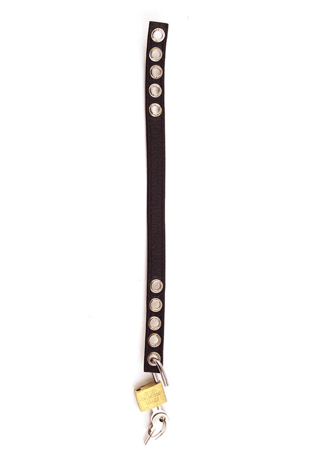 Cockring regolabile con lucchetto - Cuoio