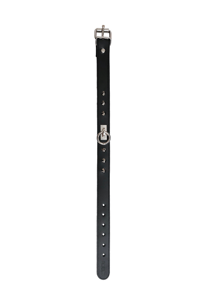 Studded Submission Collar with Ring - Leather