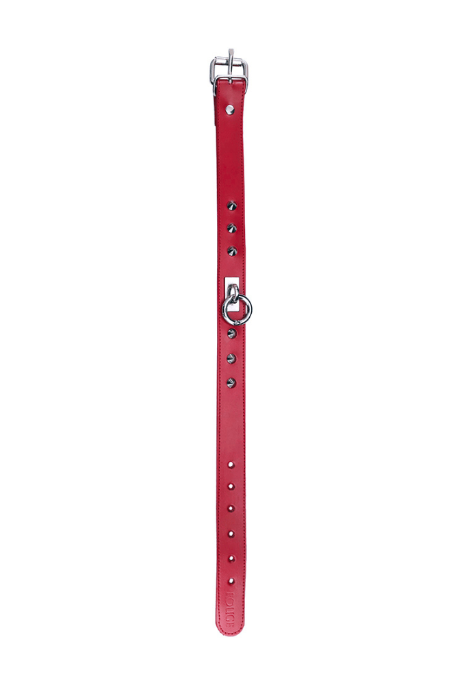 Studded Submission Collar with Ring - Leather