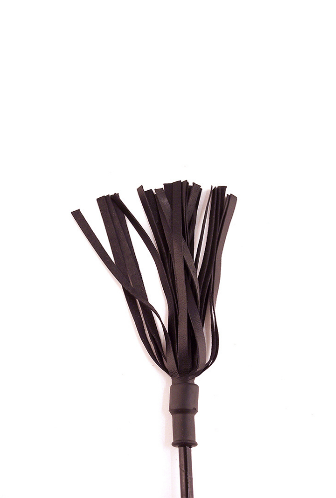 Cravache avec Manche en Bois Rond - Cuir