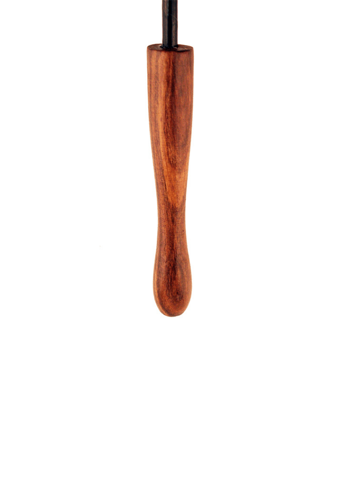 Crop with Round Wooden Handle - Leather