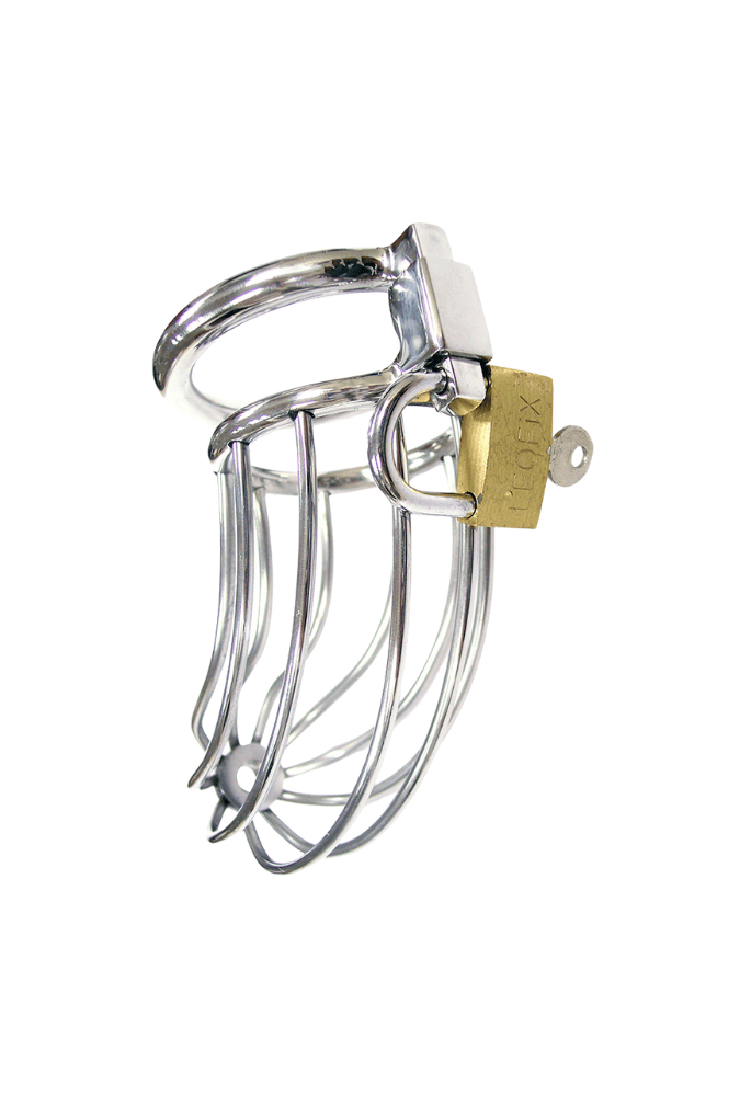 Cage de Chasteté Ajourée avec Cadenas - Acier