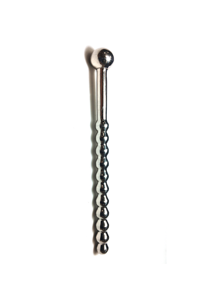 Beaded Urethral Sound with Stopper - Steel