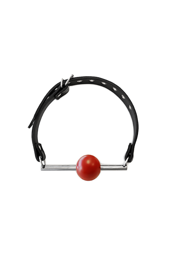 Leder-Ballknebel mit Stahlstange & abnehmbarem Ball