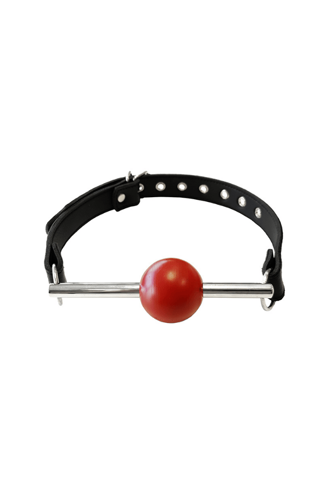 Leder-Ballknebel mit Stahlstange & abnehmbarem Ball