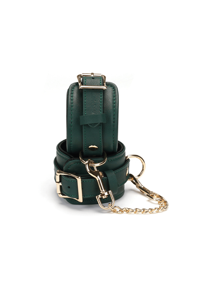 Mossy Chic Ankle Cuffs - Green Leather