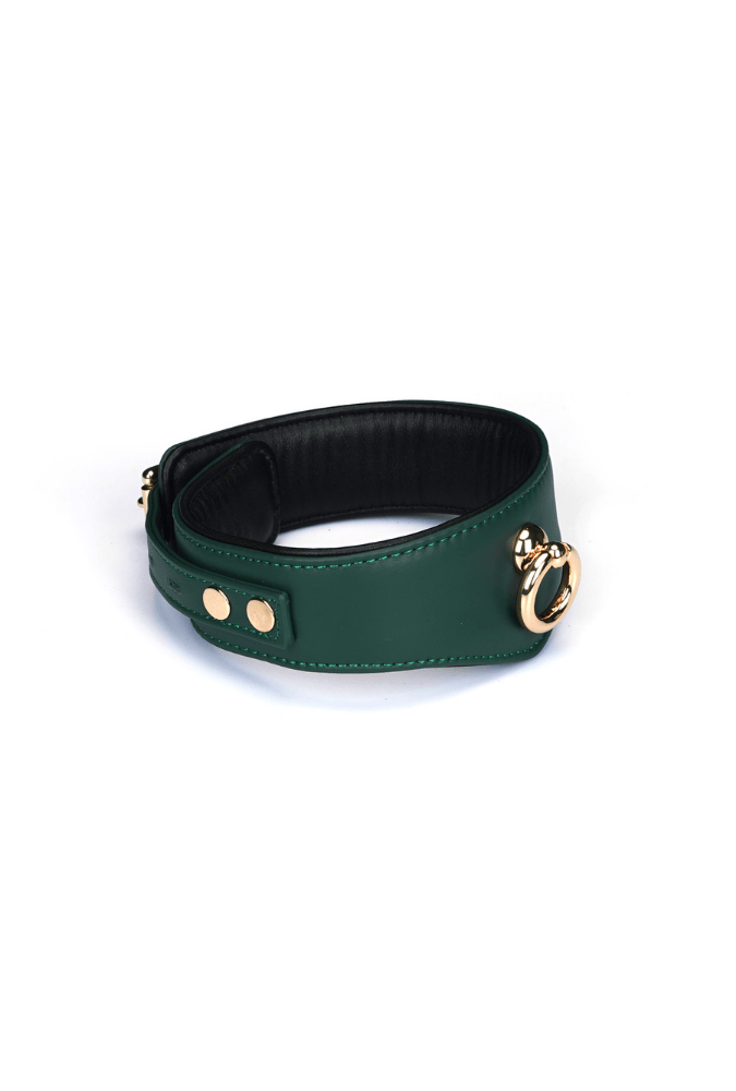 Submission Collar with Lead Mossy Chic - Green Leather