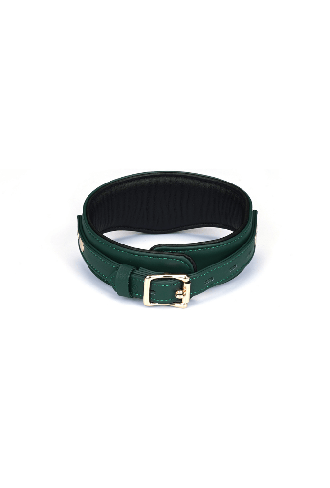 Submission Collar with Lead Mossy Chic - Green Leather