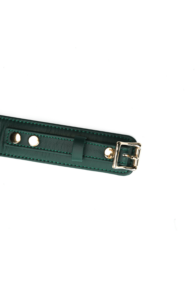 Collare di Sottomissione con Guinzaglio Mossy Chic - Pelle verde
