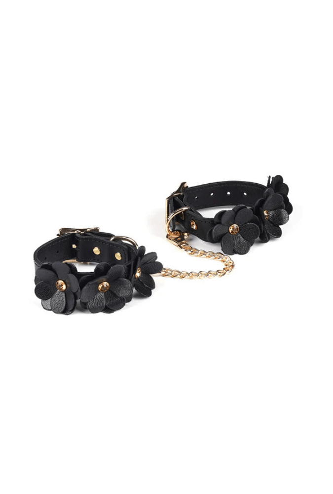 Leather Wrist Handcuffs - Flower Rhythm